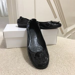 Tori Burch Black Patent Leather Flats